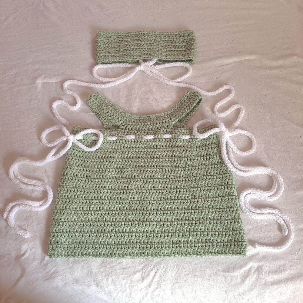 Handmade Crochet Matching Set Two Piece Bandau And Skirt Women's Size Small